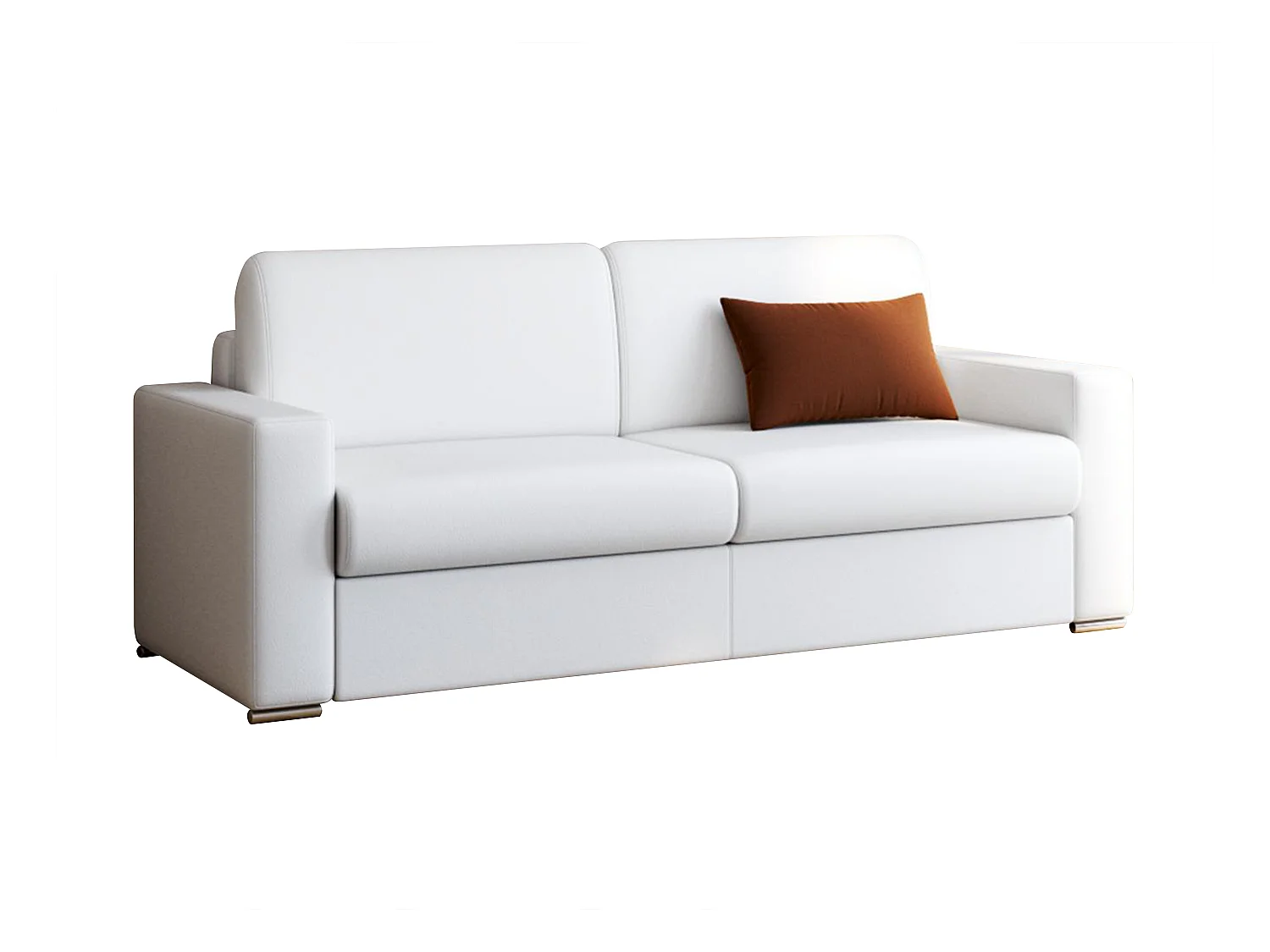 Canapé 4 places convertible express en simili blanc - Couchage 160 cm - Matelas 22 cm avec mémoire de forme CALITO