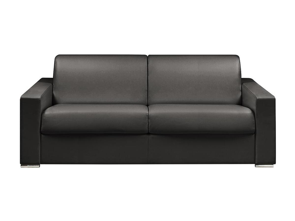 Schlafsofa mit Matratze 4-Sitzer Kunstleder - Schwarz - Liegefläche: 160 cm günstig online kaufen