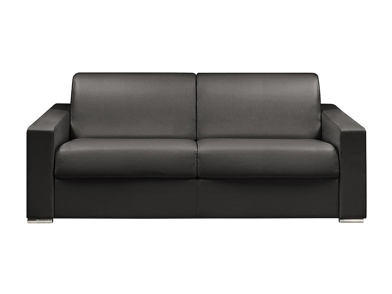 Schlafsofa mit Matratze 4-Sitzer Kunstleder - Schwarz - Liegefläche: 160 cm günstig online kaufen