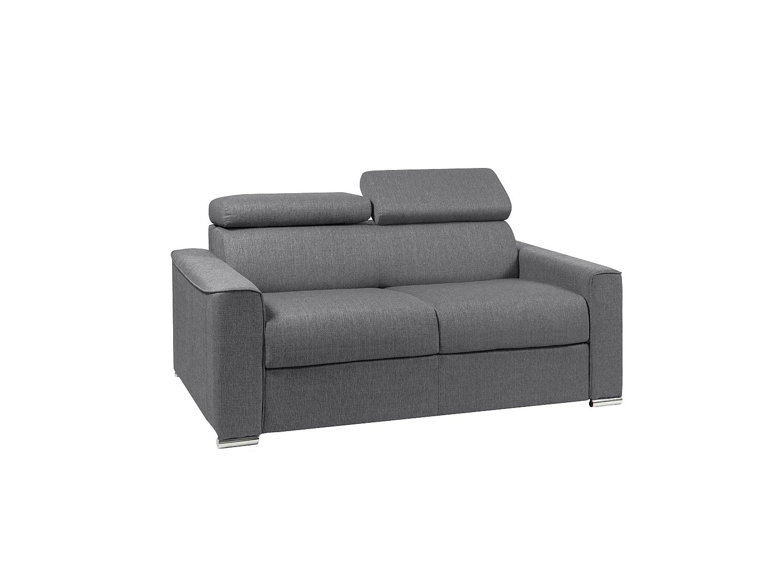 Tweezitsslaapbank van stof VIZIR - Grijs - Bed 120 cm - Matras 22 cm van schuim met vormgeheugen