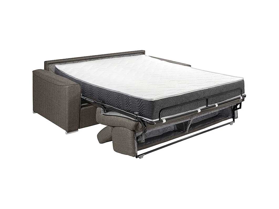 Tweezitsslaapbank van stof VIZIR - Grijs - Bed 120 cm - Matras 22 cm van schuim met vormgeheugen