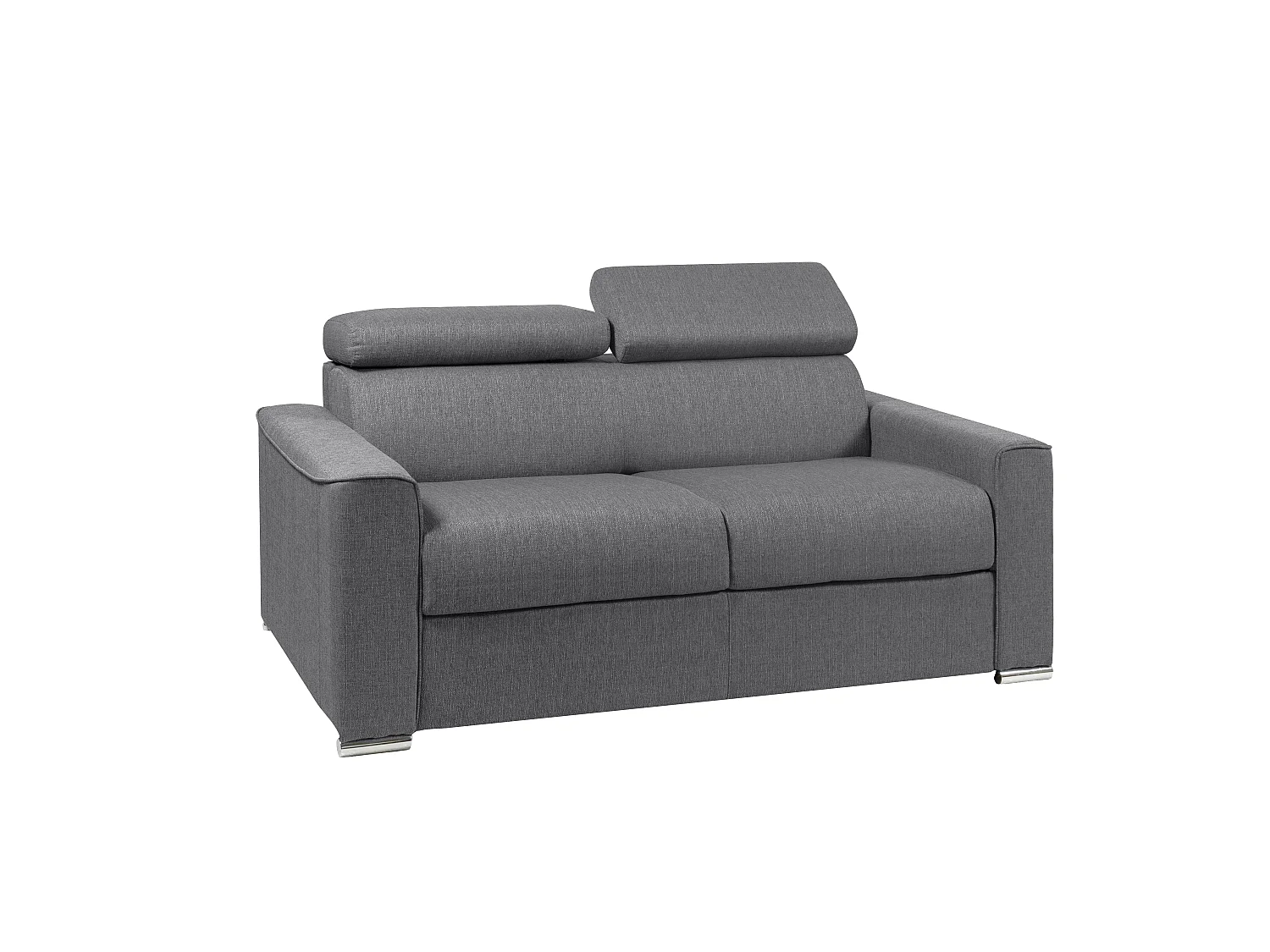 Sofa med 2 sitteplasser som kan konverteres til hvilestol i grått stoff - sengebredde 2 seter - 120 cm sovebredde - madrass 2 seter med minnegummi VIZIR