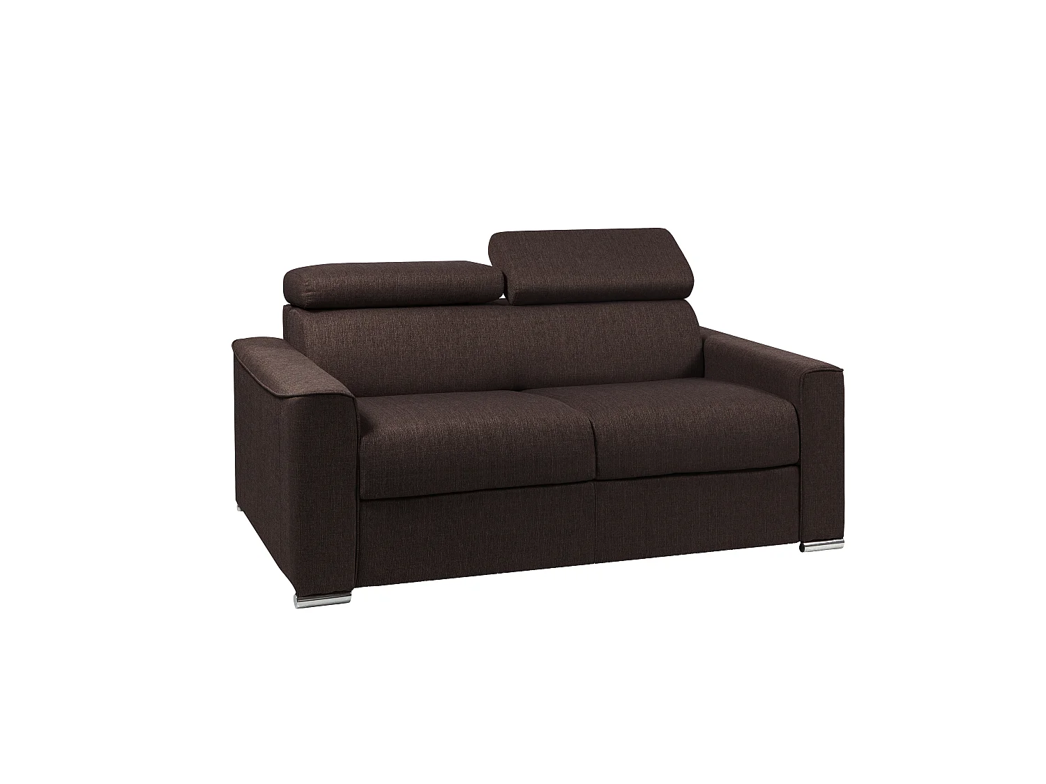 Tweezitsslaapbank van stof VIZIR - Bruin - Bed 120 cm - Matras 22 cm van schuim met vormgeheugen