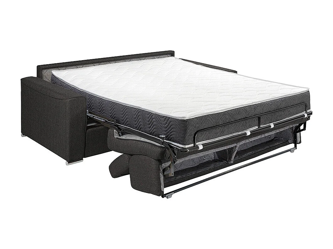 Schlafsofa 3-Sitzer - Liegefläche: 140 cm - Matratzenhöhe: 22 cm mit Memory Schaum - Stoff - Braun - VIZIR