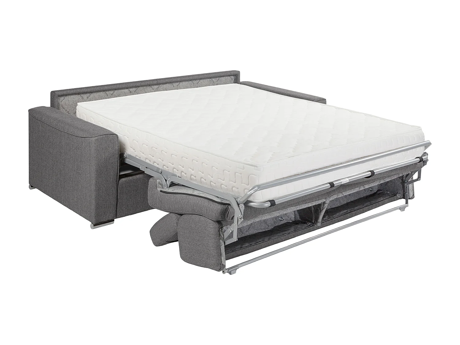 Canapé 3 places convertible express en tissu bleu - couchage lattes larges 140 cm - Matelas 22 cm avec mémoire de forme VIZIR