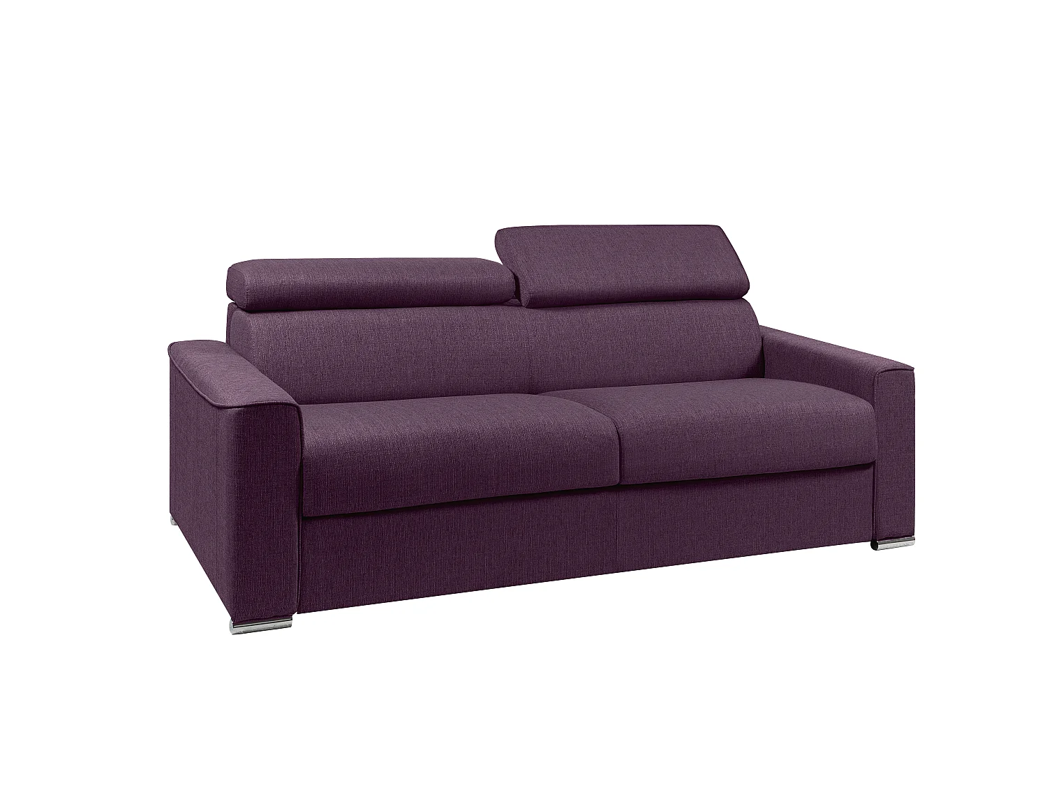 Sofá cama de 4 plazas de tela de apertura rápida VIZIR - Violeta - Somier de láminas de 160 cm - Colchón de 22 cm con memoria de forma