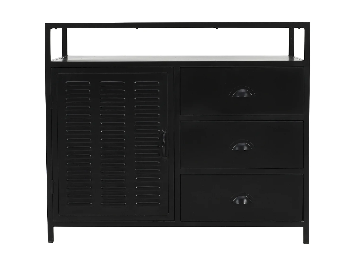 Meuble sous vasque en métal noir et bois de manguier - 95 cm - ERIDANI
