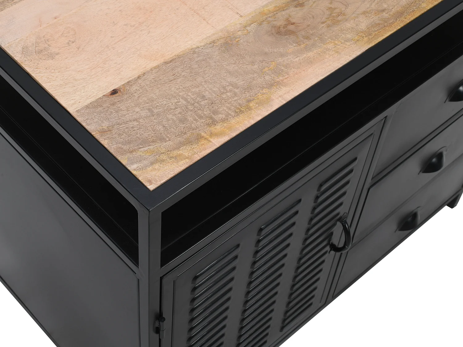 Meuble sous vasque en métal noir et bois de manguier - 95 cm - ERIDANI