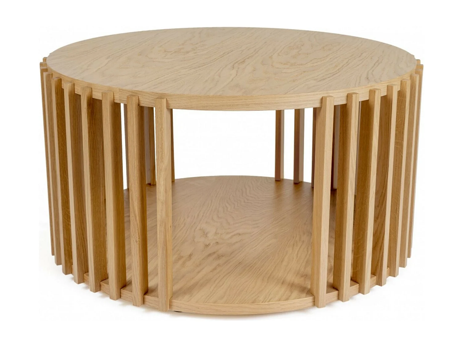 Table Basse Ronde Design "Drume" 83cm Chêne