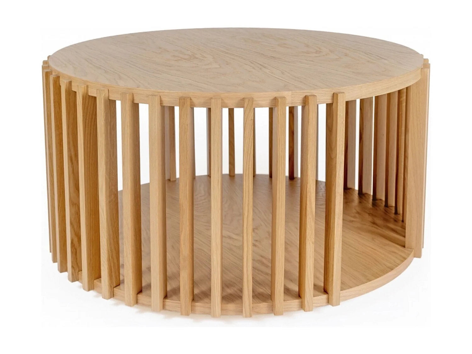 Table Basse Ronde Design "Drume" 83cm Chêne