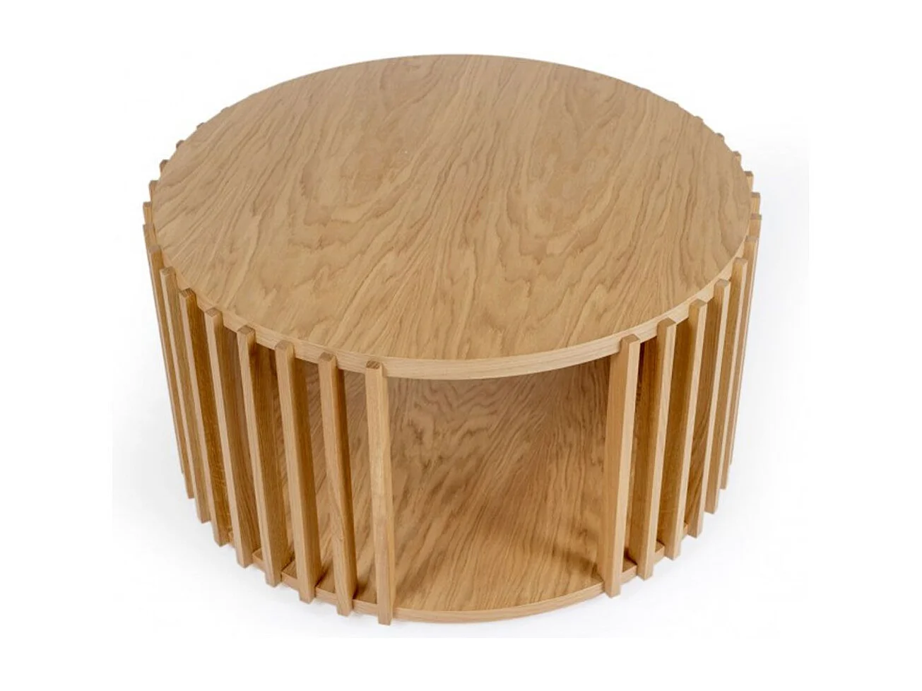 Table Basse Ronde Design "Drume" 83cm Chêne