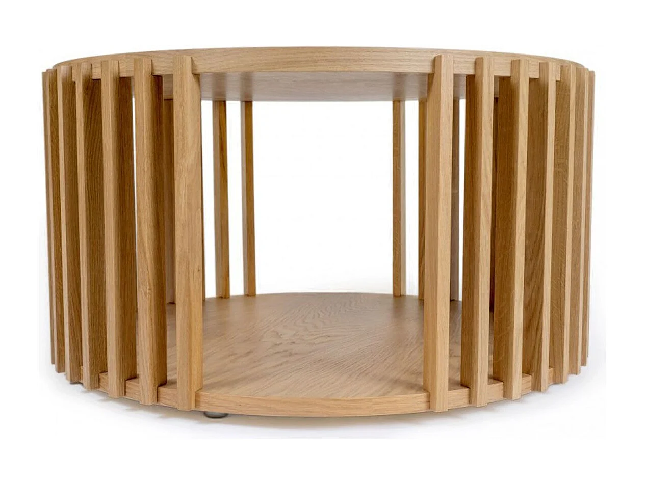 Table Basse Ronde Design "Drume" 83cm Chêne