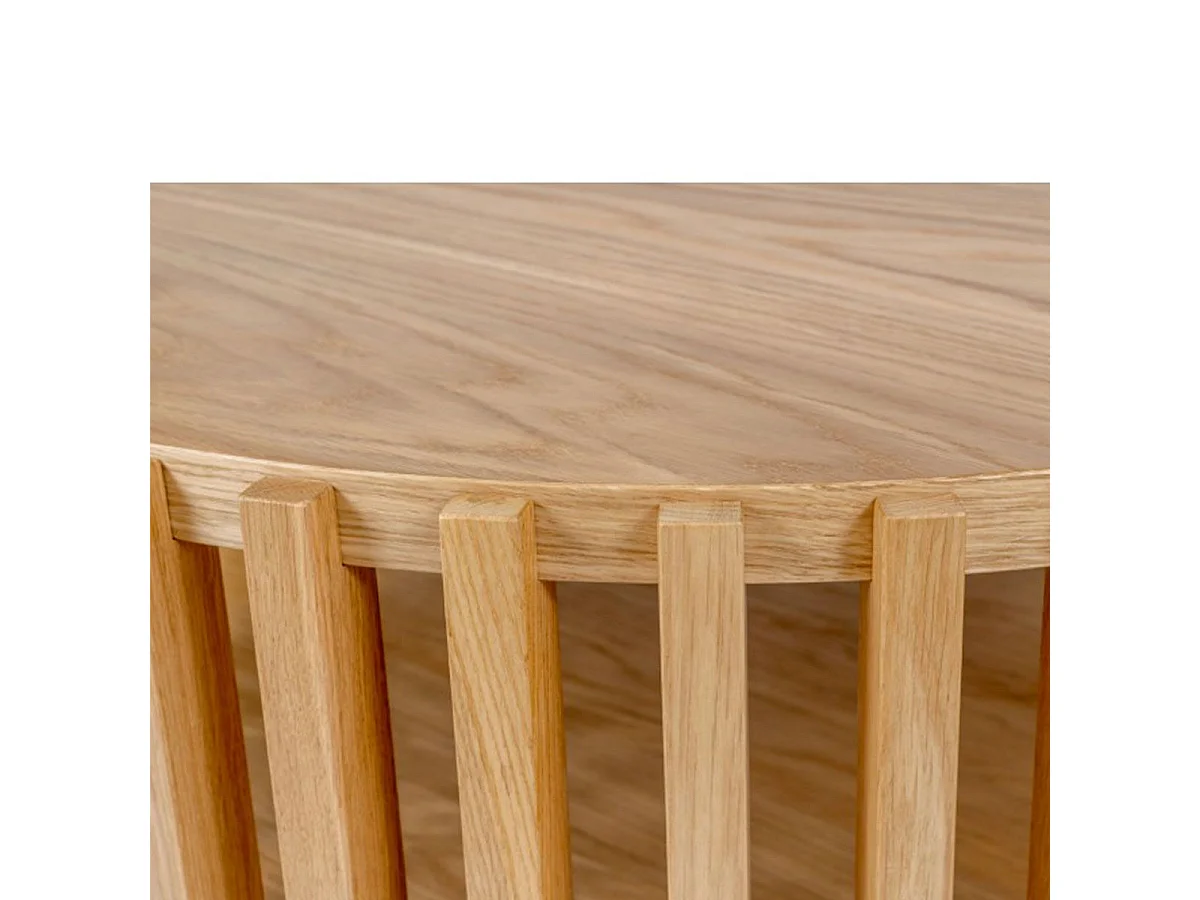 Table Basse Ronde Design "Drume" 83cm Chêne