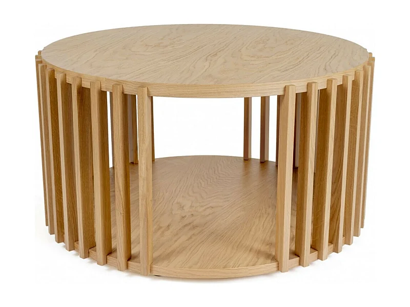 Table Basse Ronde Design "Drume" 83cm Chêne