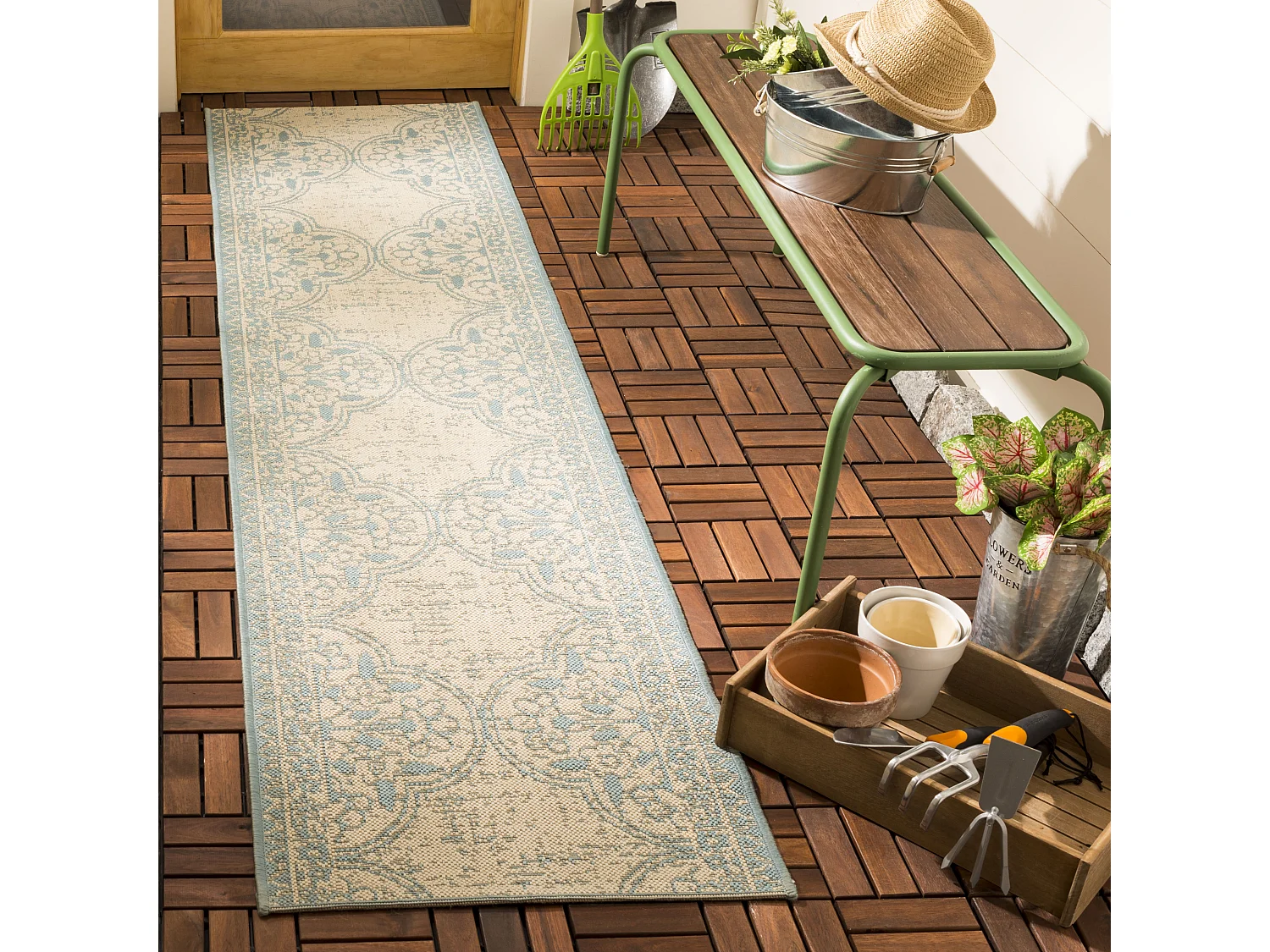 Tapis Bleu/Neutre 61 X 244 cm - Borano