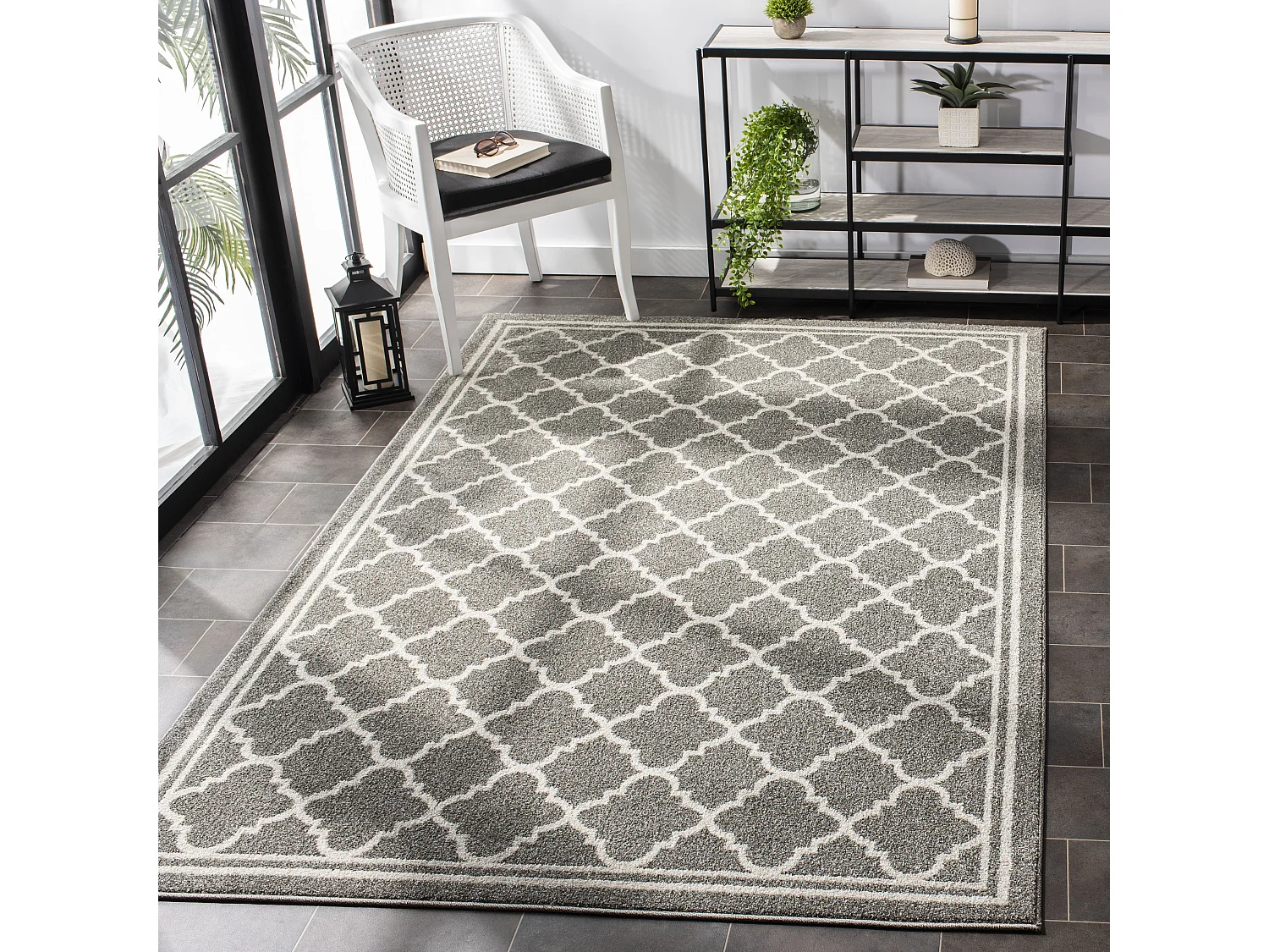 Tapis Gris Foncé & Beige 213 X 213 cm - Aldona