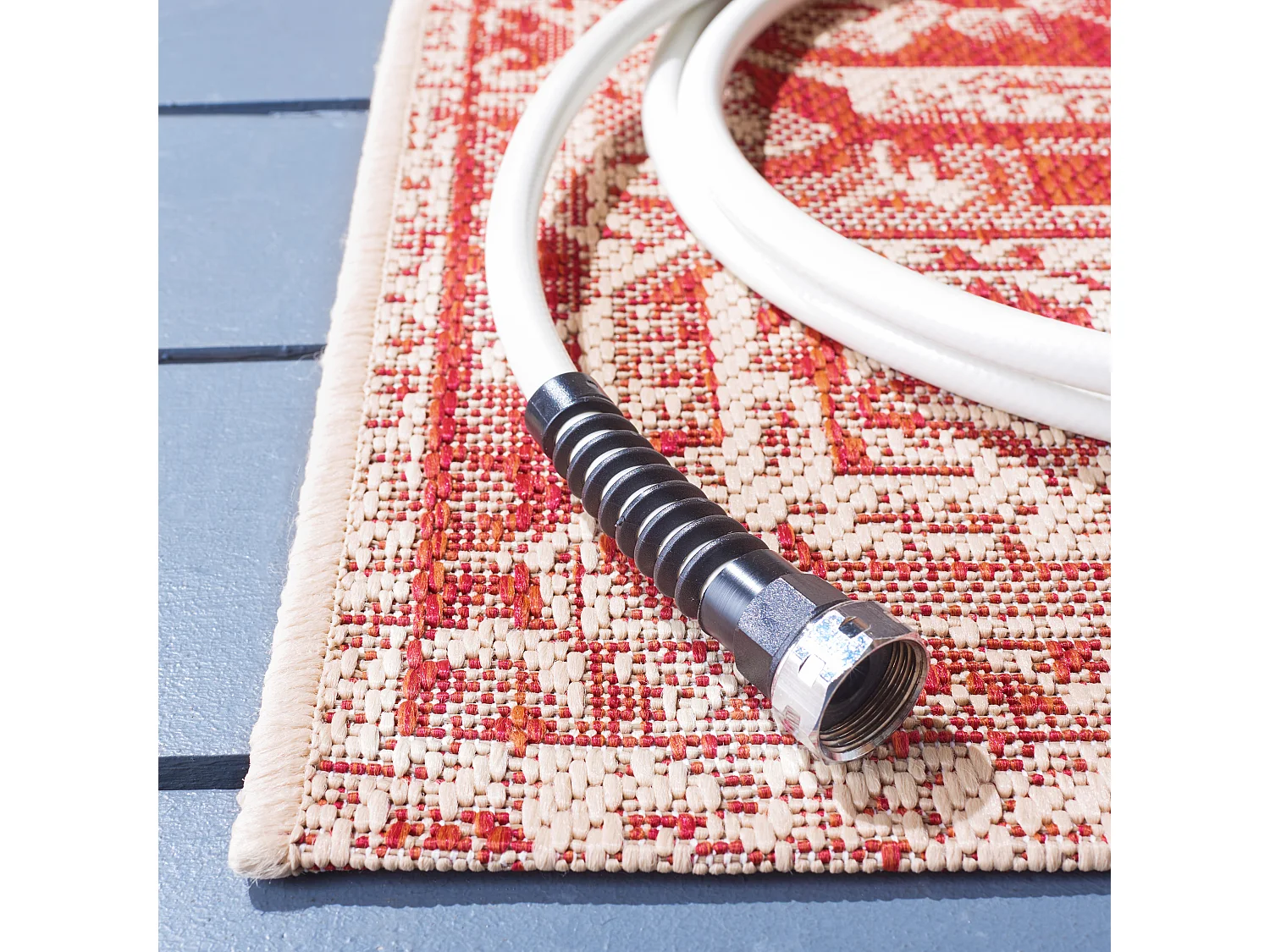 Tapis Rouge/Neutre 61 X 244 cm - Elba