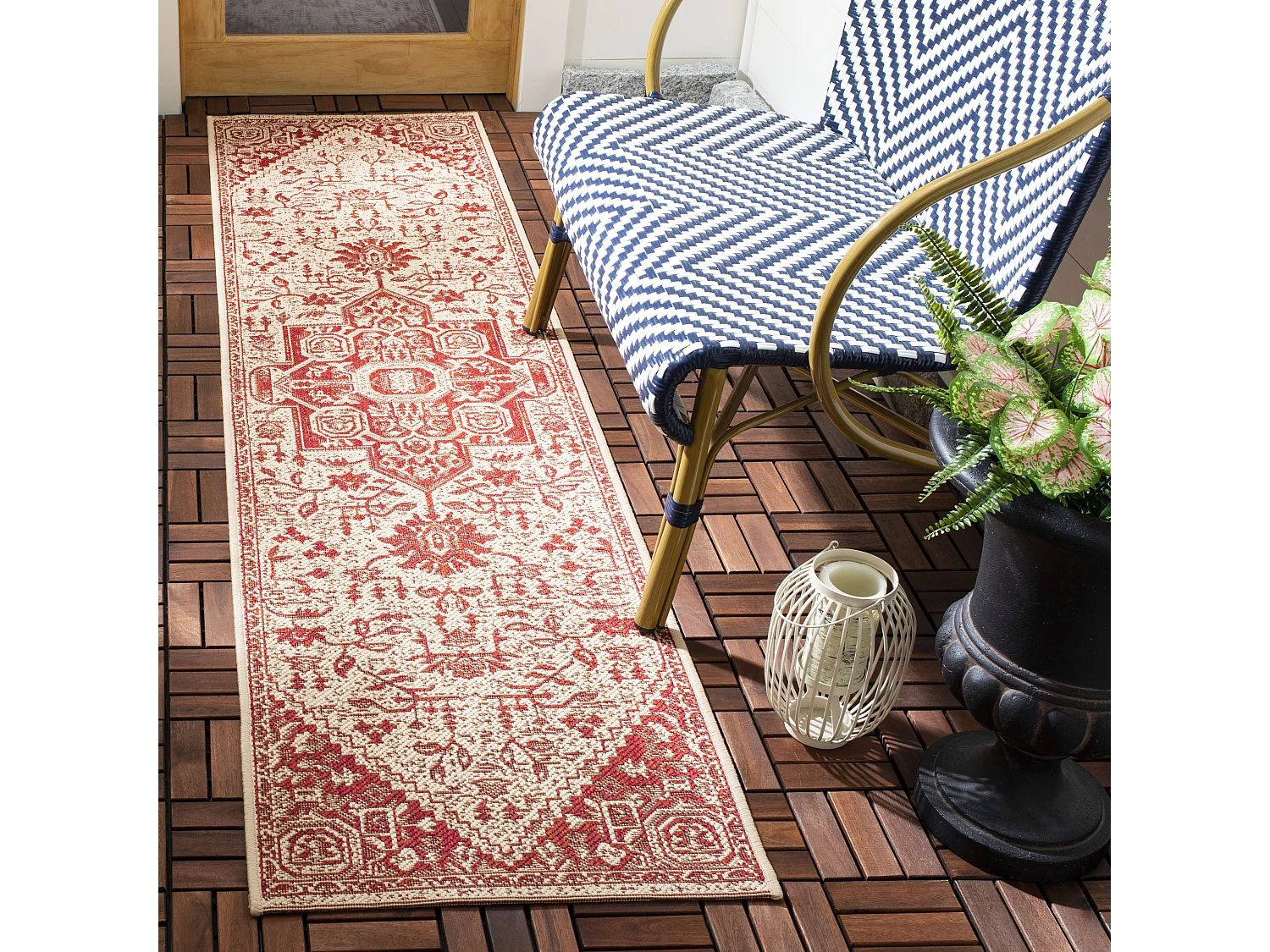 Tapis Rouge/Neutre 61 X 244 cm - Elba