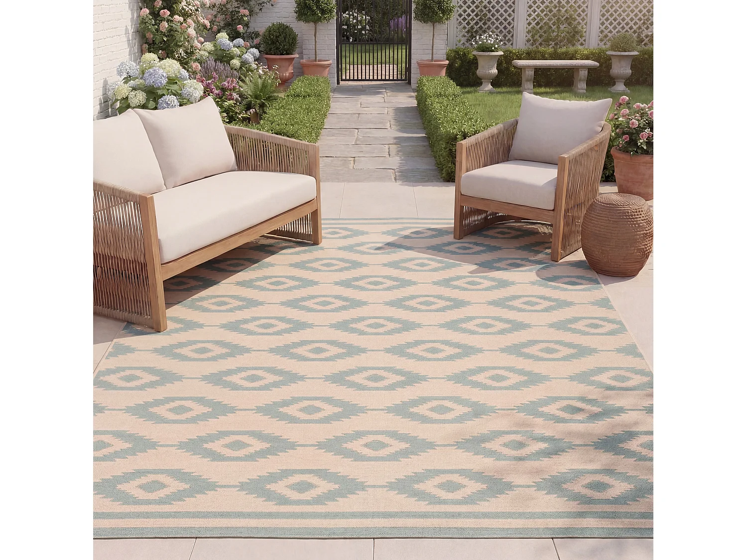 Tapis Bleu/Neutre 201 X 201 cm - Budelli