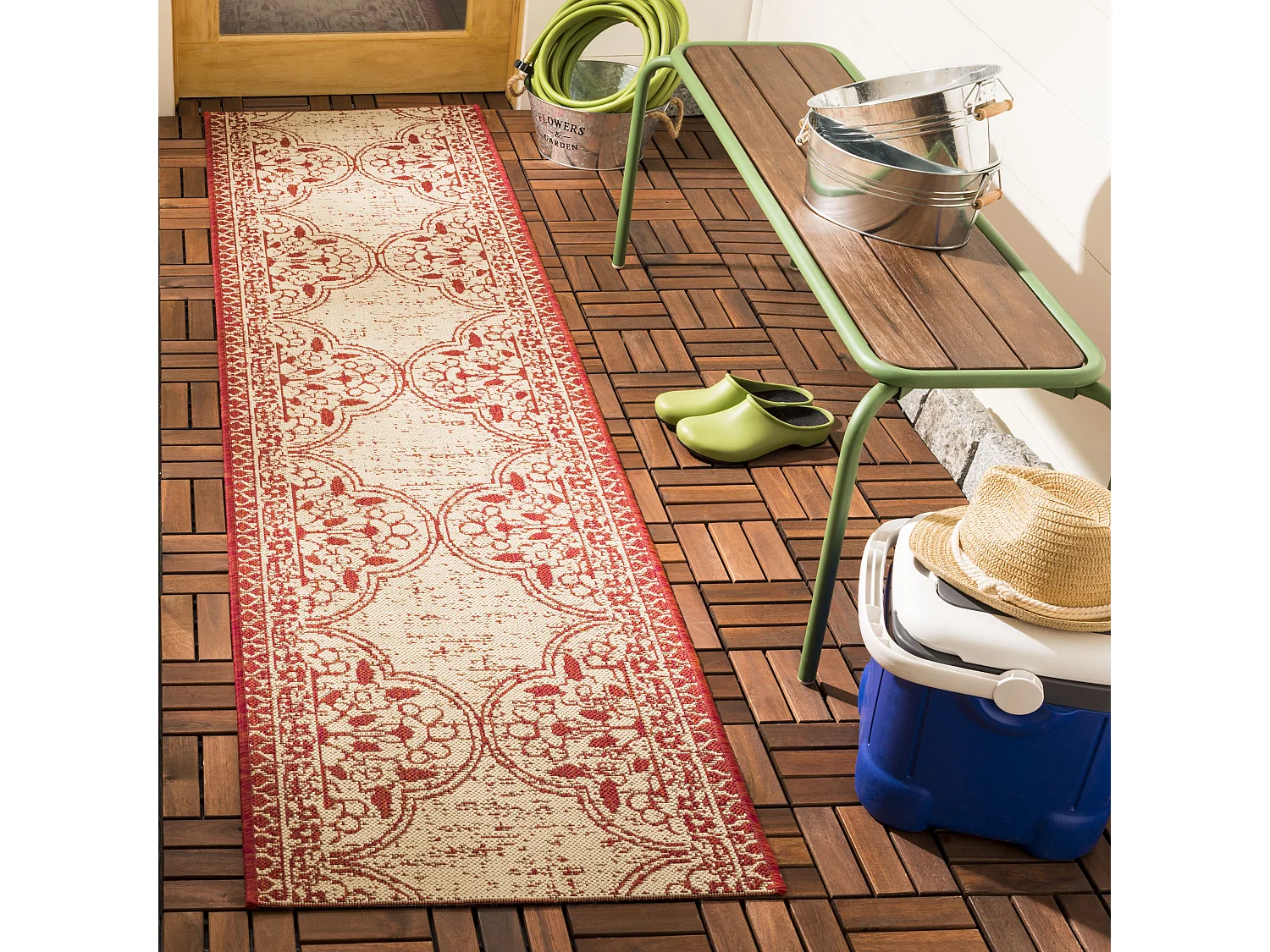 Tapis Rouge/Neutre 61 X 244 cm - Borano