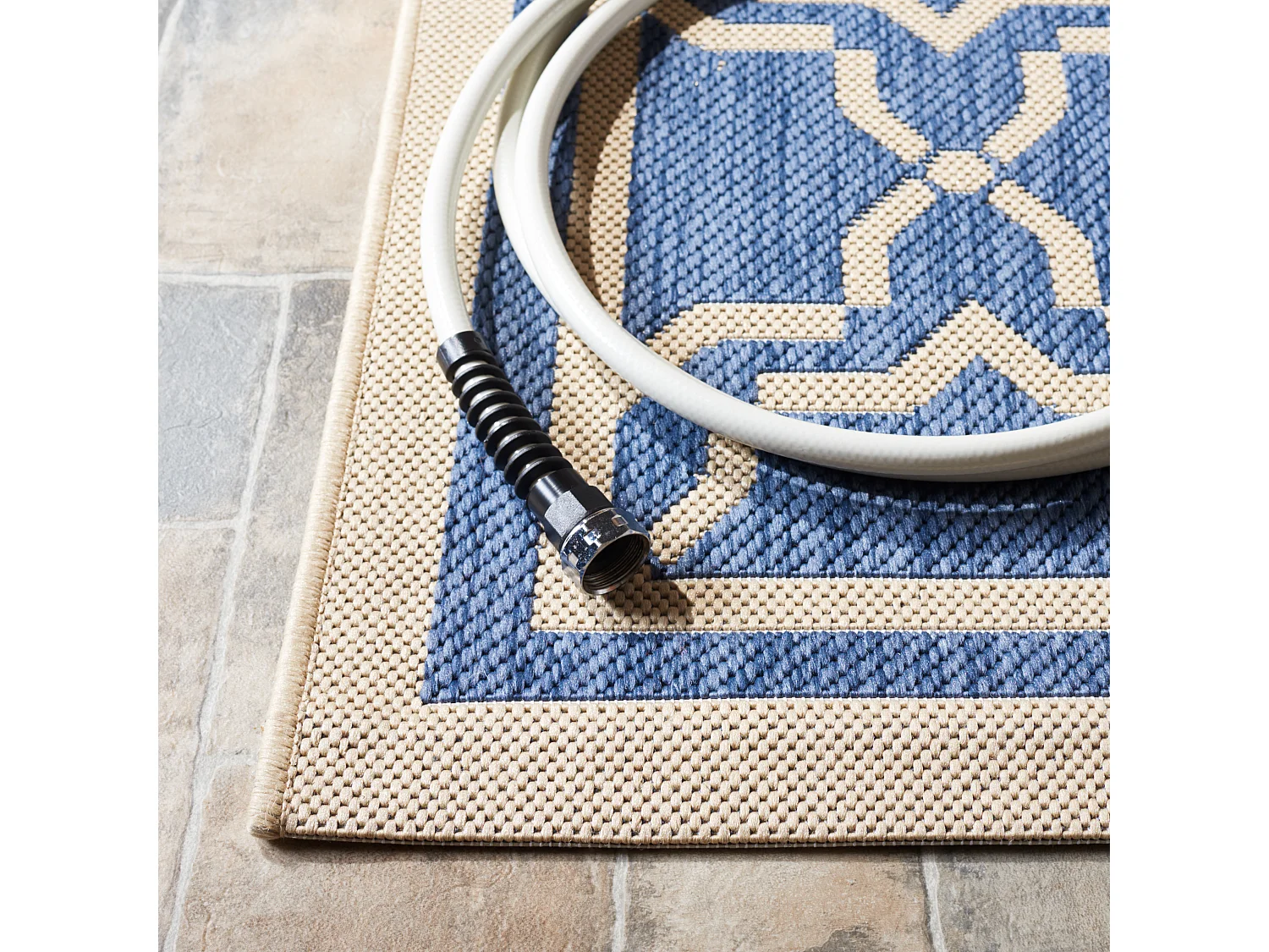 Tapis Bleu/Neutre 61 X 109 cm - Zoe