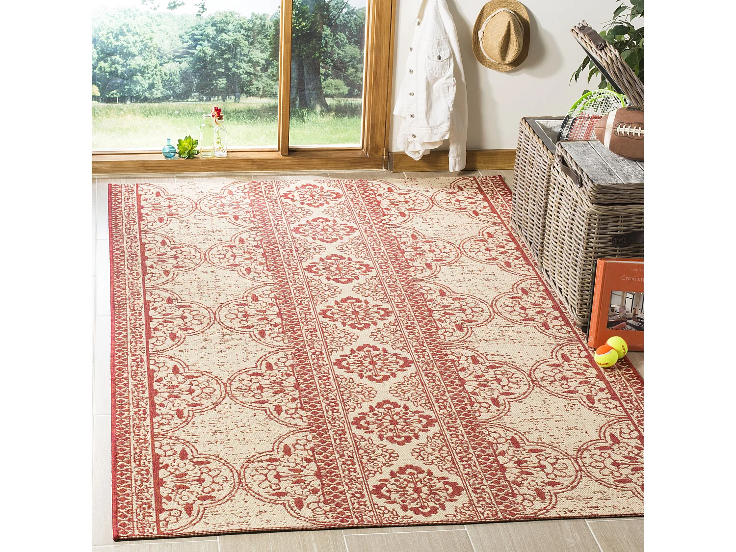 Tapis Rouge/Neutre 79 X 152 cm - Borano