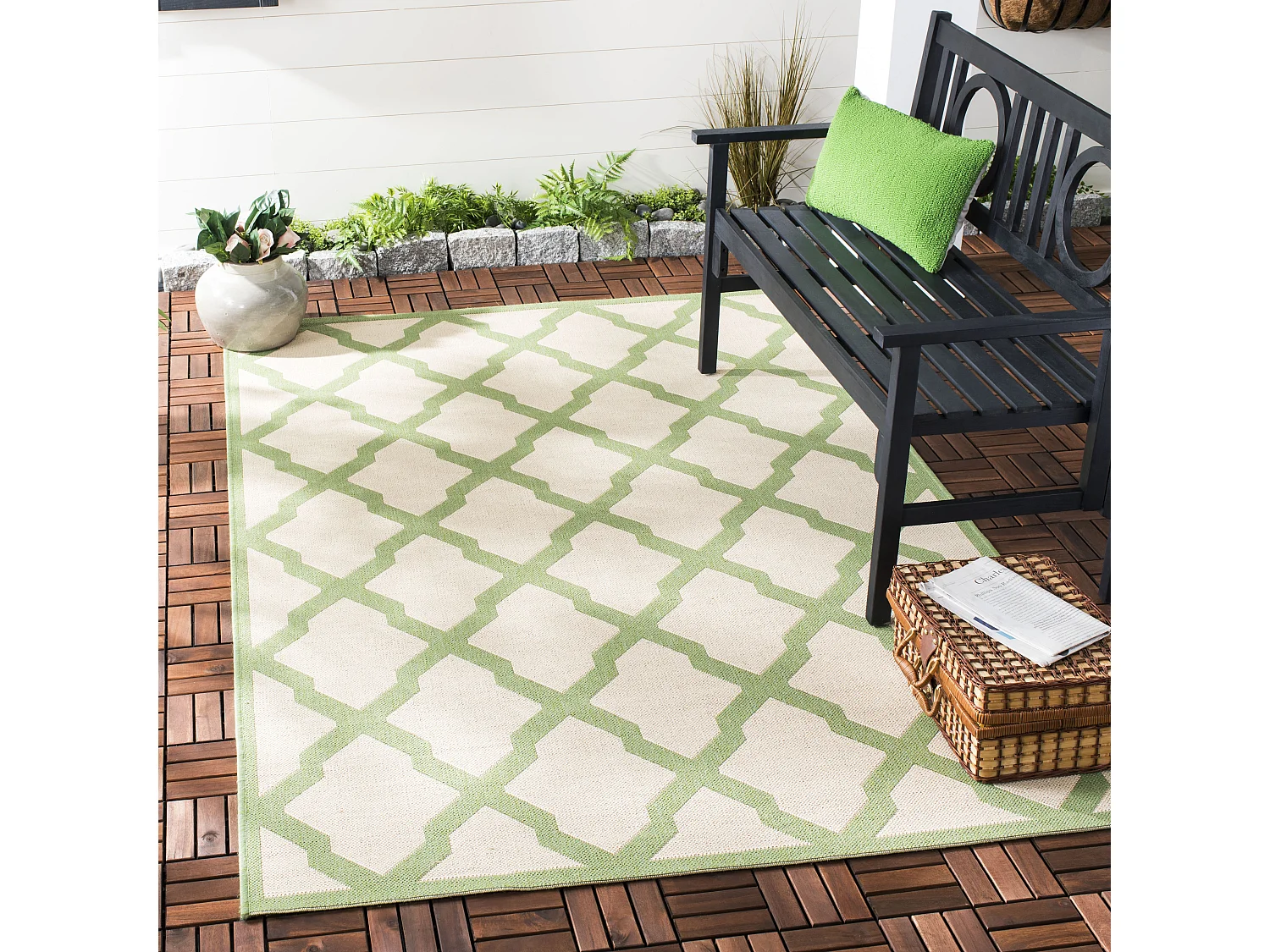 Tapis Neutre/Vert 79 X 152 cm - Lewine