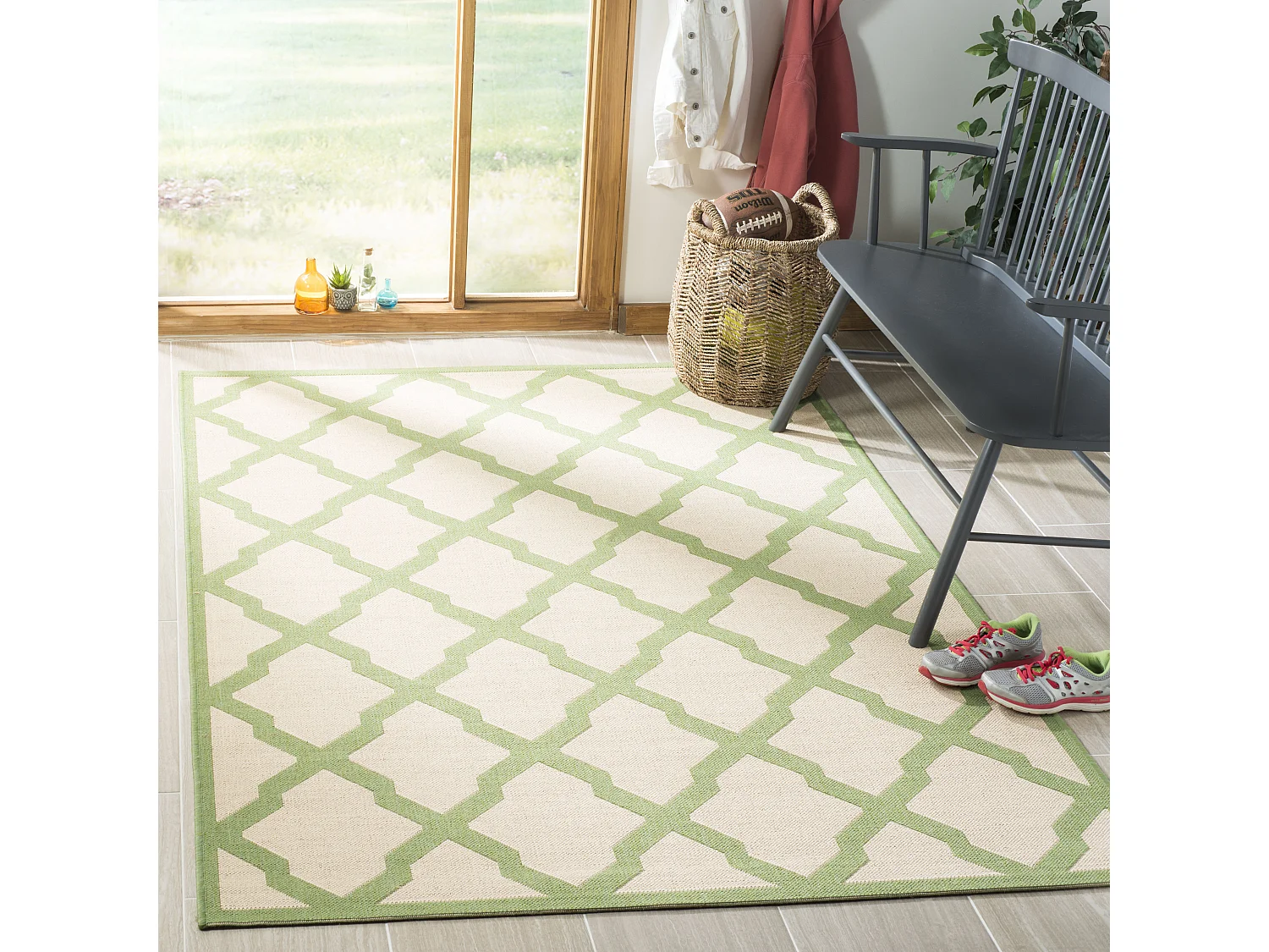 Tapis Neutre/Vert 79 X 152 cm - Lewine