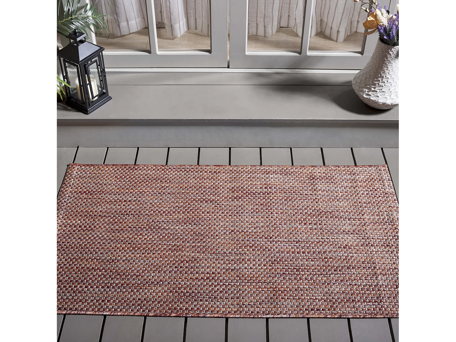 Tapis Rouge/Neutre 79 X 152 cm - Daphne