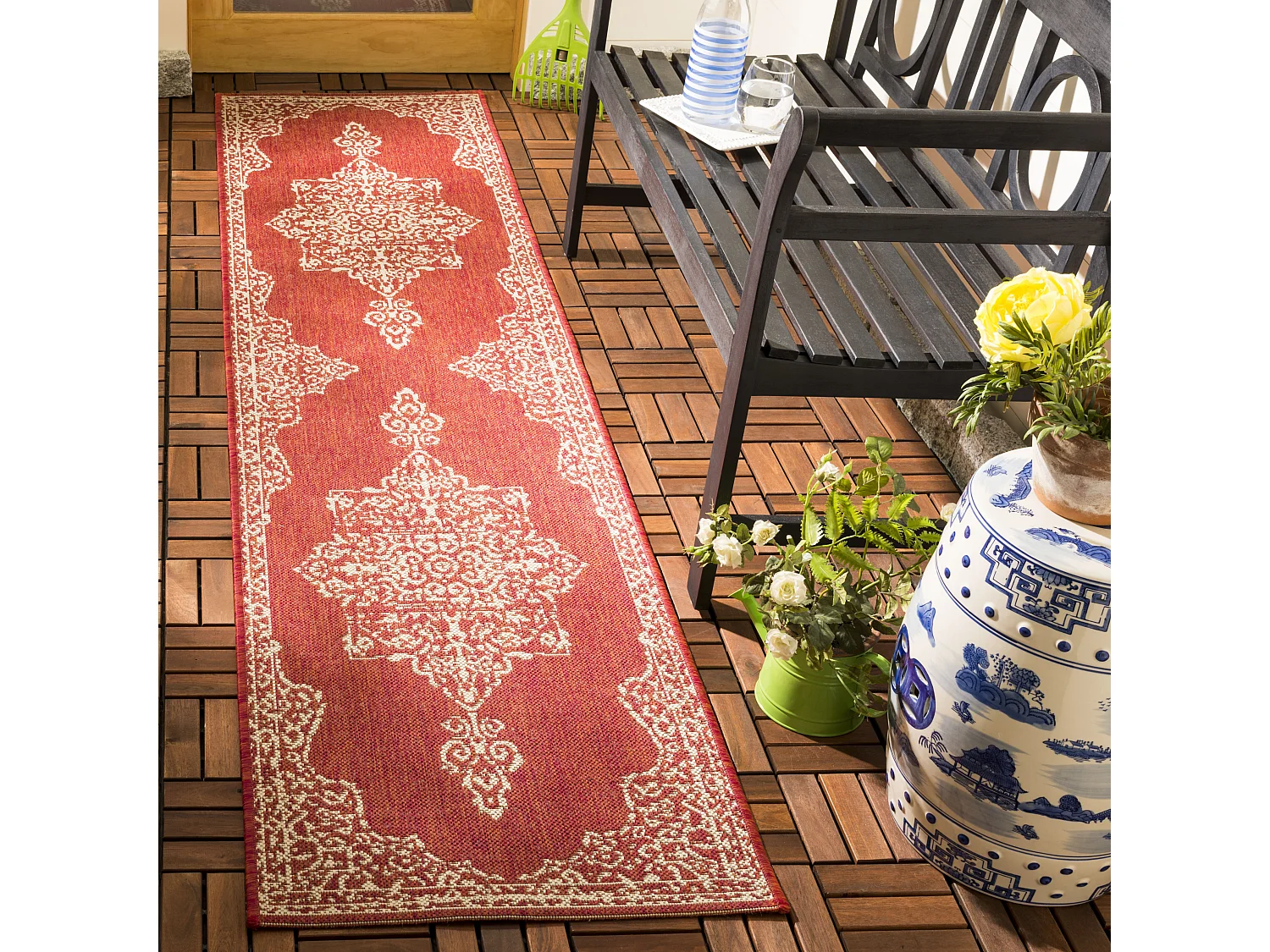 Tapis Rouge/Neutre 61 X 244 cm - Tropea