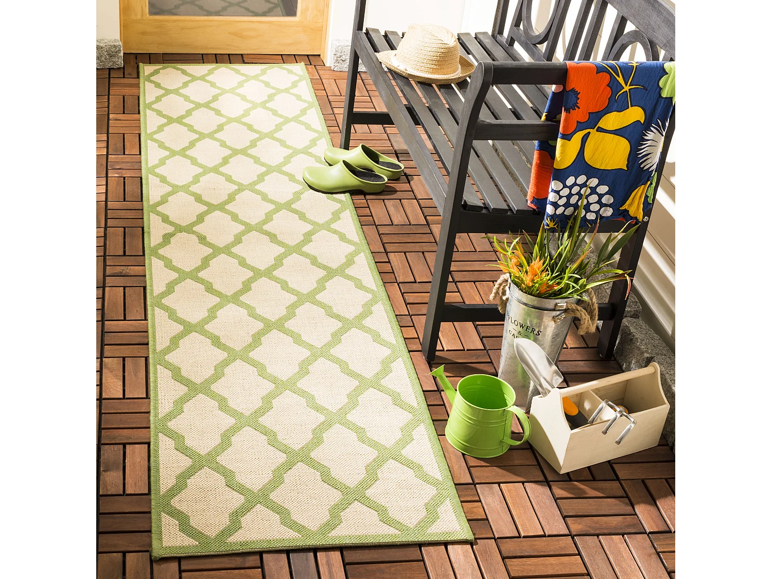 Tapis Neutre/Vert 61 X 244 cm - Lewine