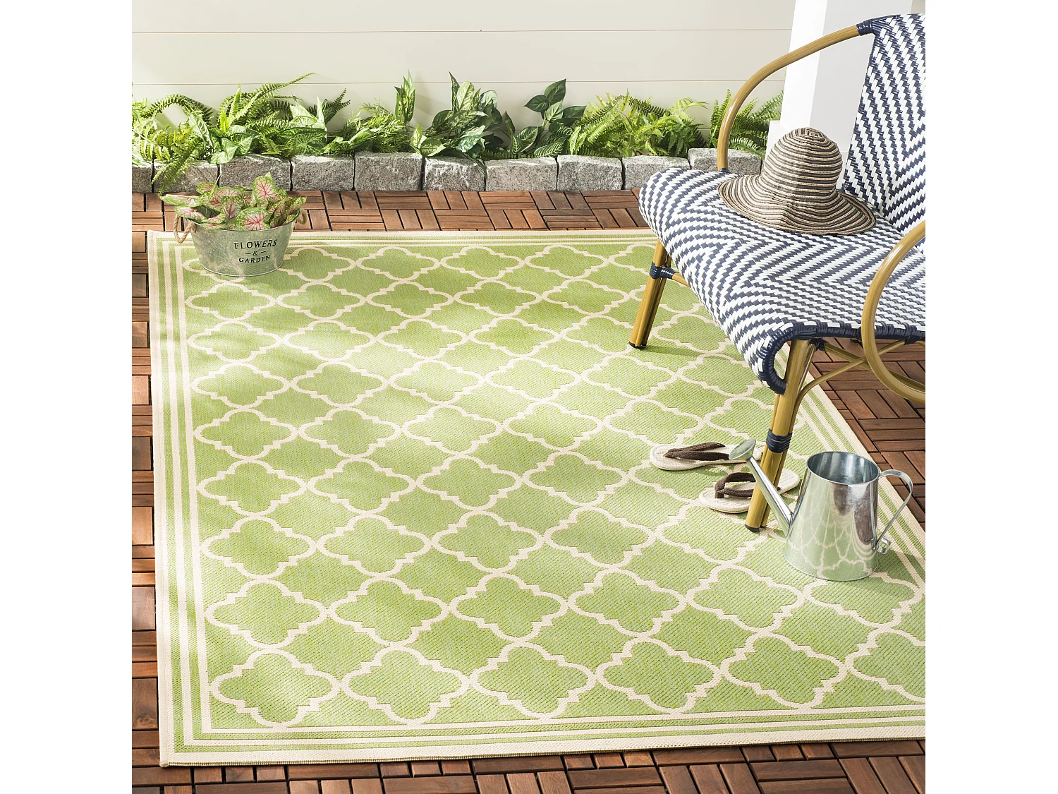 Tapis Vert/Neutre 79 X 152 cm - Ischia