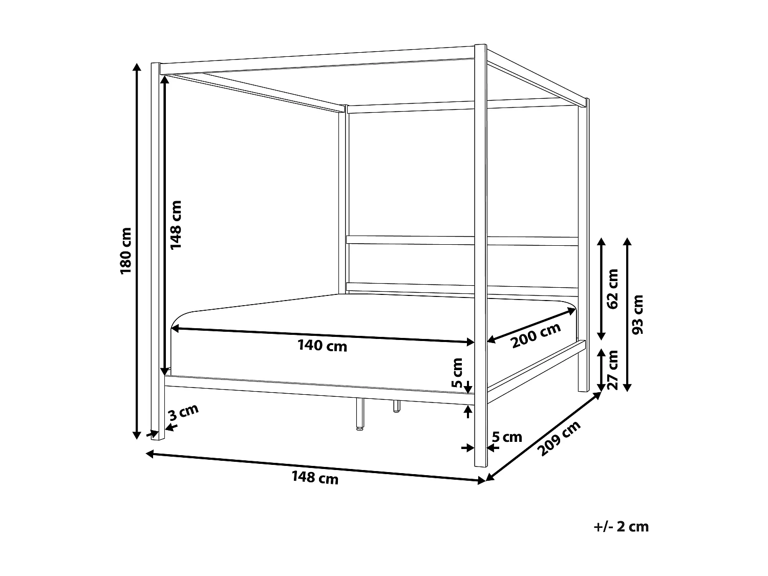 Himmelbett Metall LESTARDS 140 x 200 cm Weiss