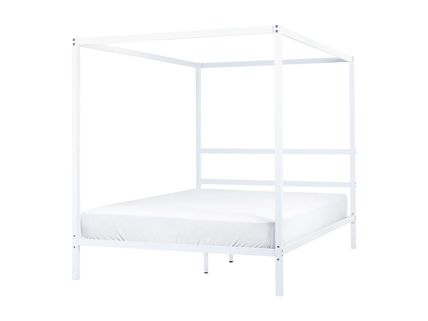 Himmelbett Metall weiß 160 x 200 cm mit vier Pfosten elegant modern Lestards