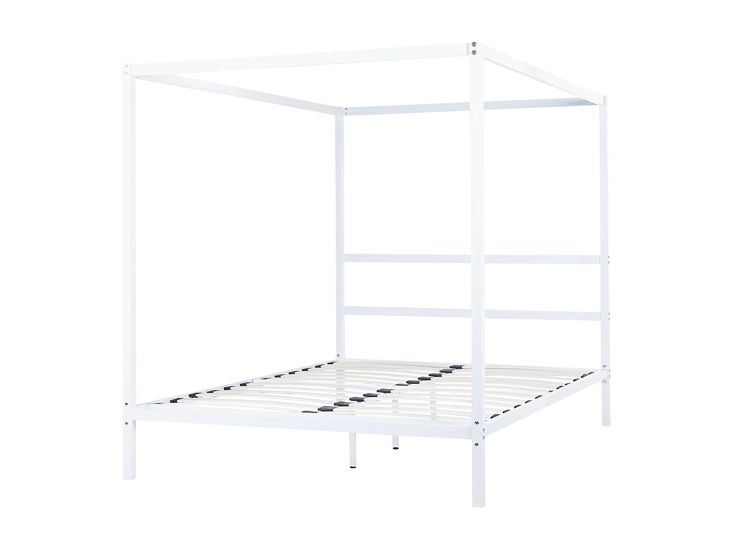 Himmelbett Metall weiß 160 x 200 cm mit vier Pfosten elegant modern Lestards