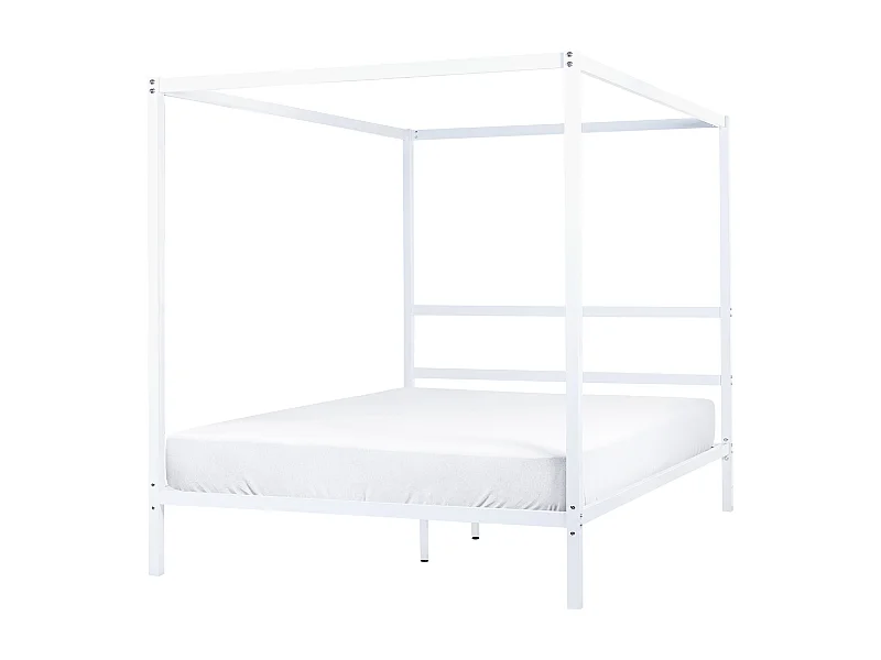 Letto a baldacchino Metallo LESTARDS 160 x 200 cm Bianco