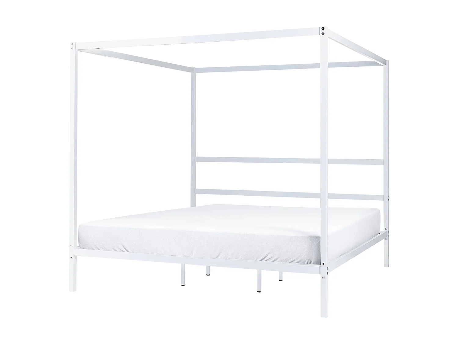 Letto a baldacchino Metallo LESTARDS 180 x 200 cm Bianco