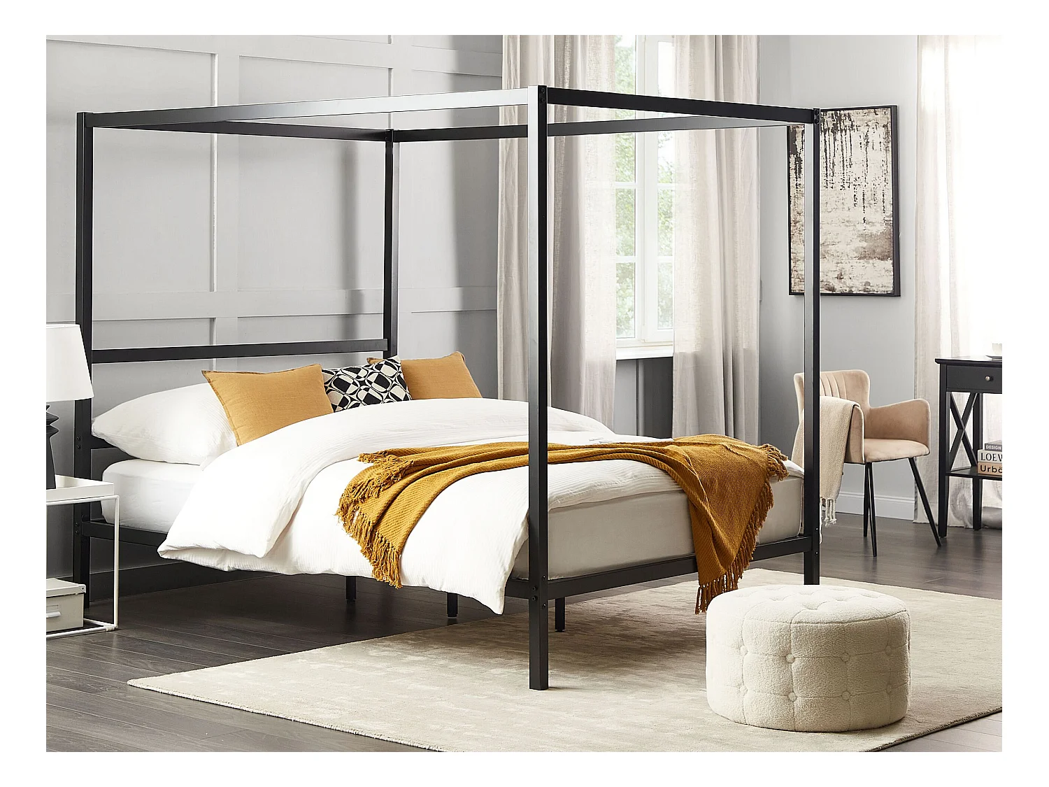 Hemelbed Metaal LESTARDS 160 x 200 cm Zwart