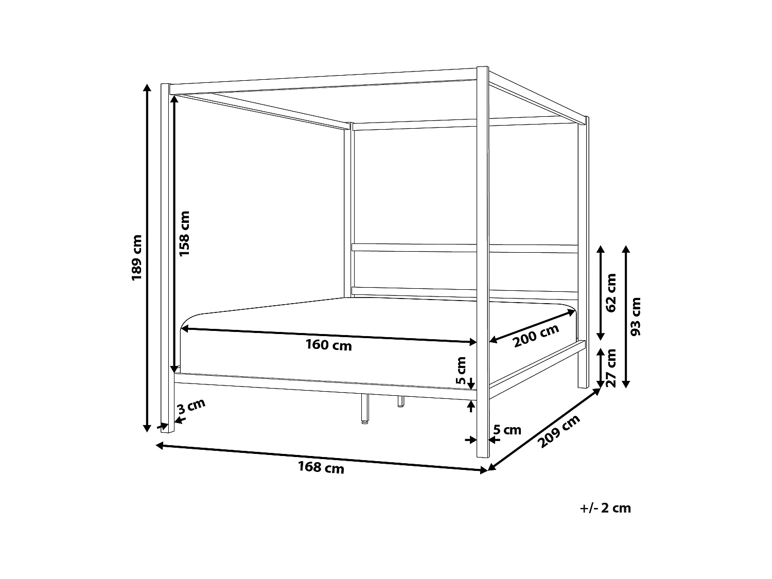 Hemelbed Metaal LESTARDS 160 x 200 cm Zwart