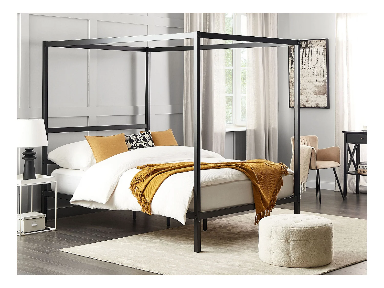 Hemelbed Metaal LESTARDS 140 x 200 cm Zwart