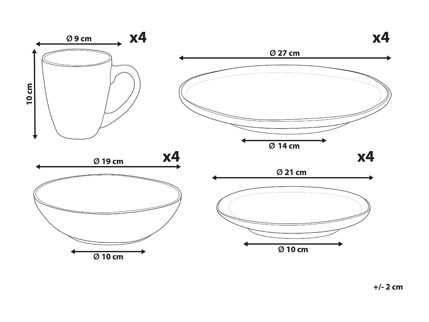 Set de 16 couverts de table THYME Grès Vert foncé