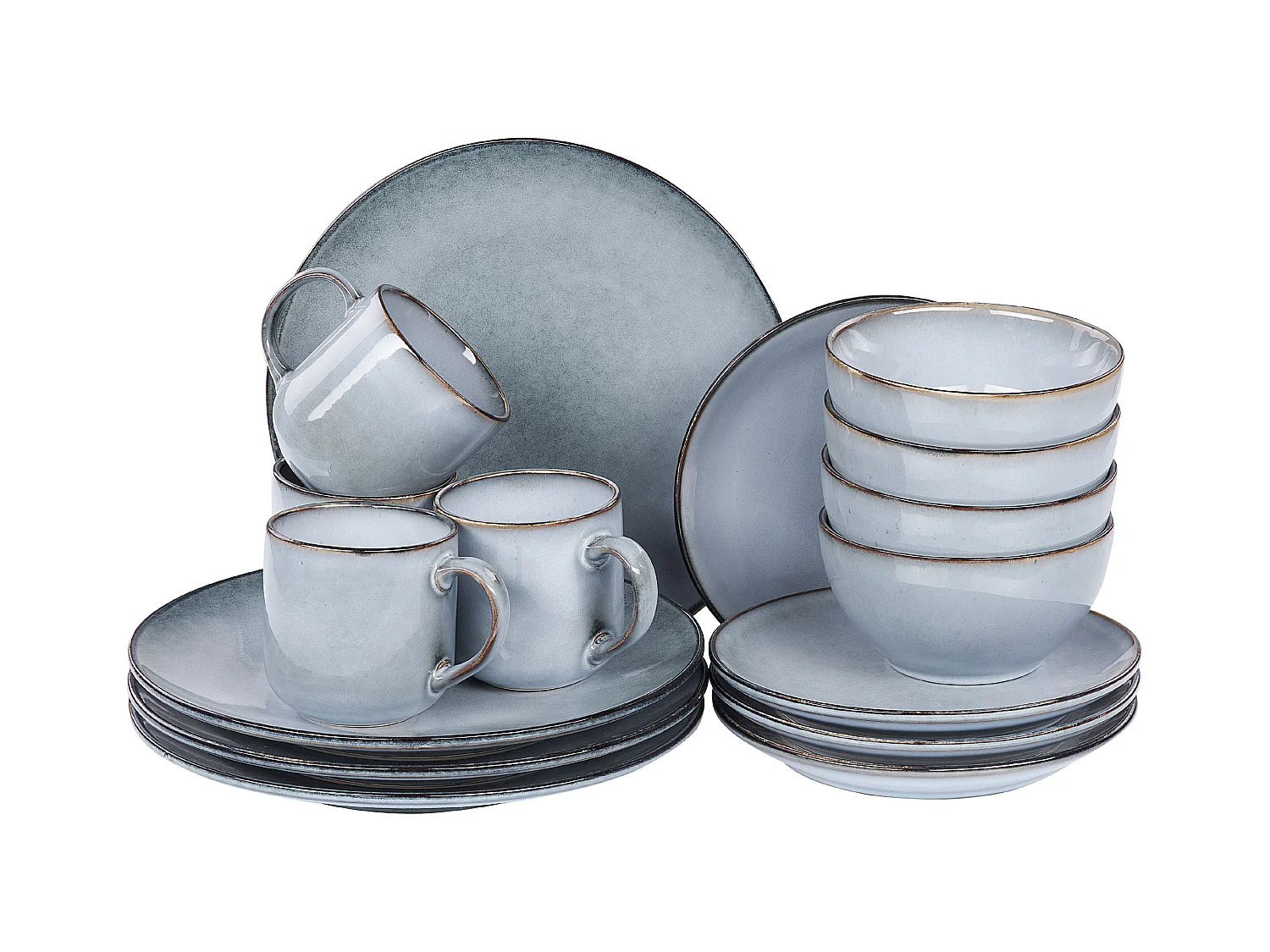 Conjunto de 16 peças de louça JUNIPER Grés Azul claro