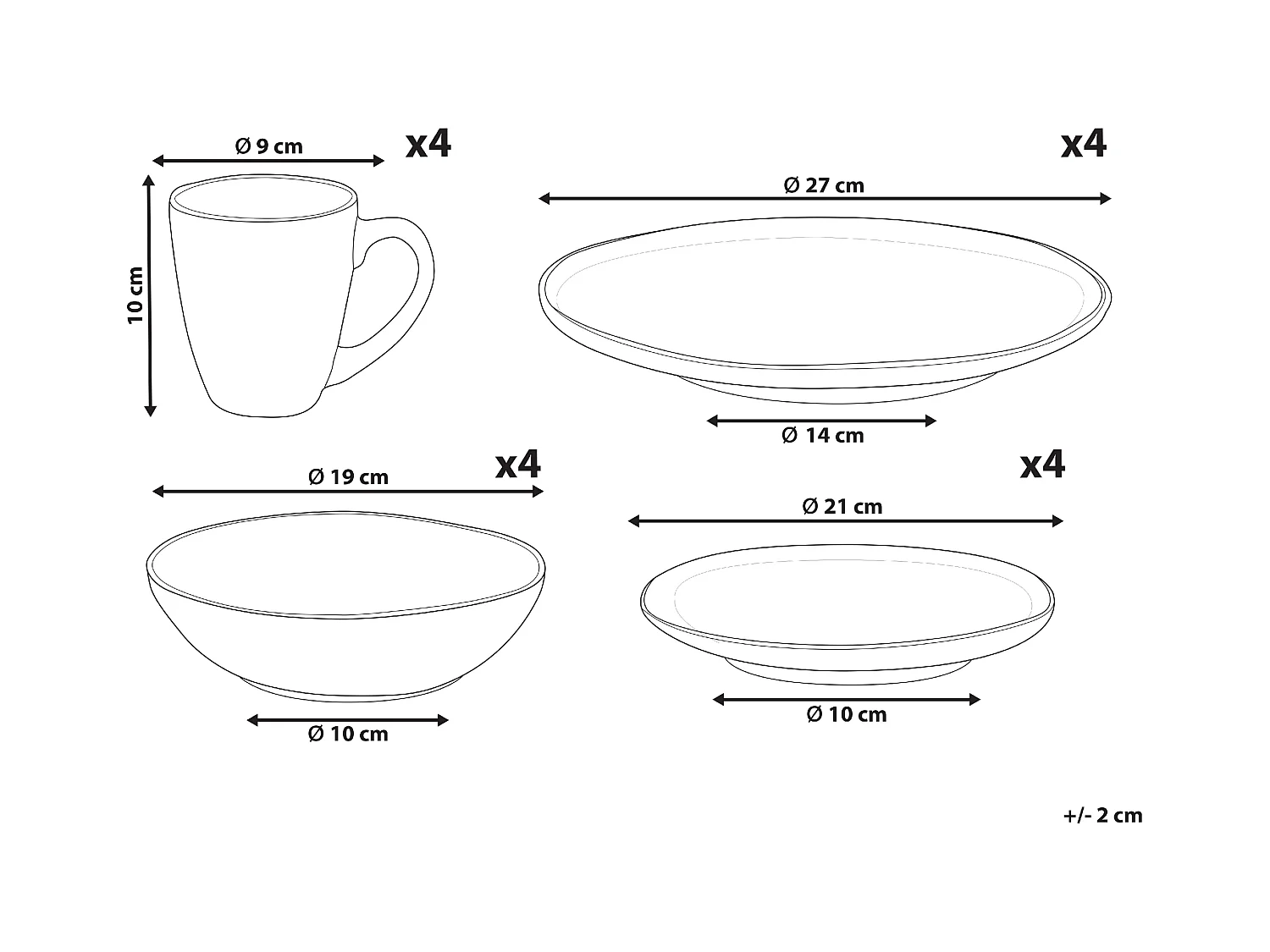 Conjunto de 16 peças de louça JUNIPER Grés Azul claro