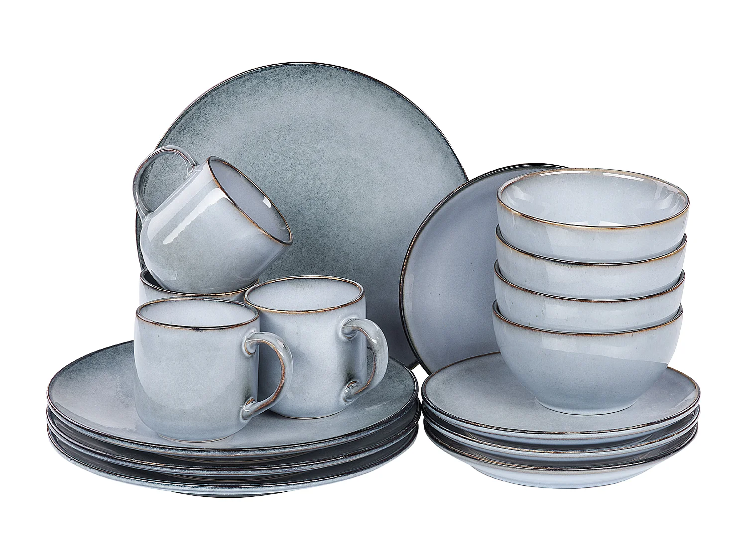 Set di 16 stoviglie JUNIPER Gres porcellanato Azzurro