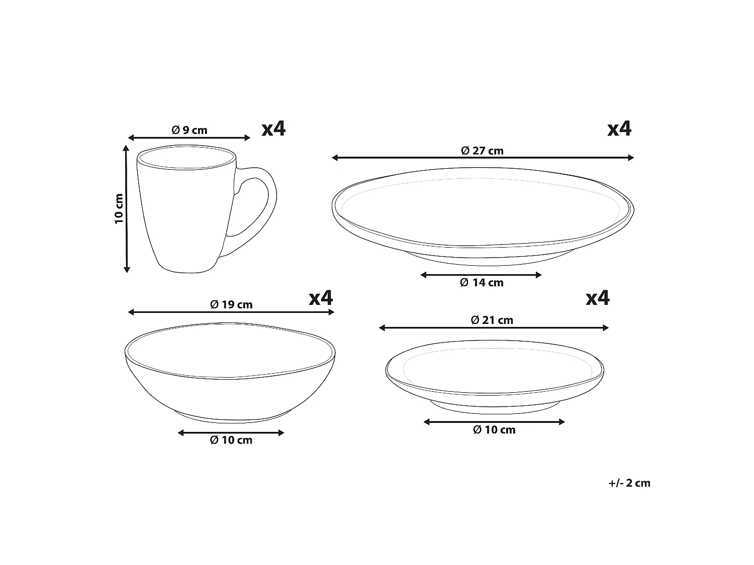 Set de 16 couverts de table JUNIPER Grès Bleu clair