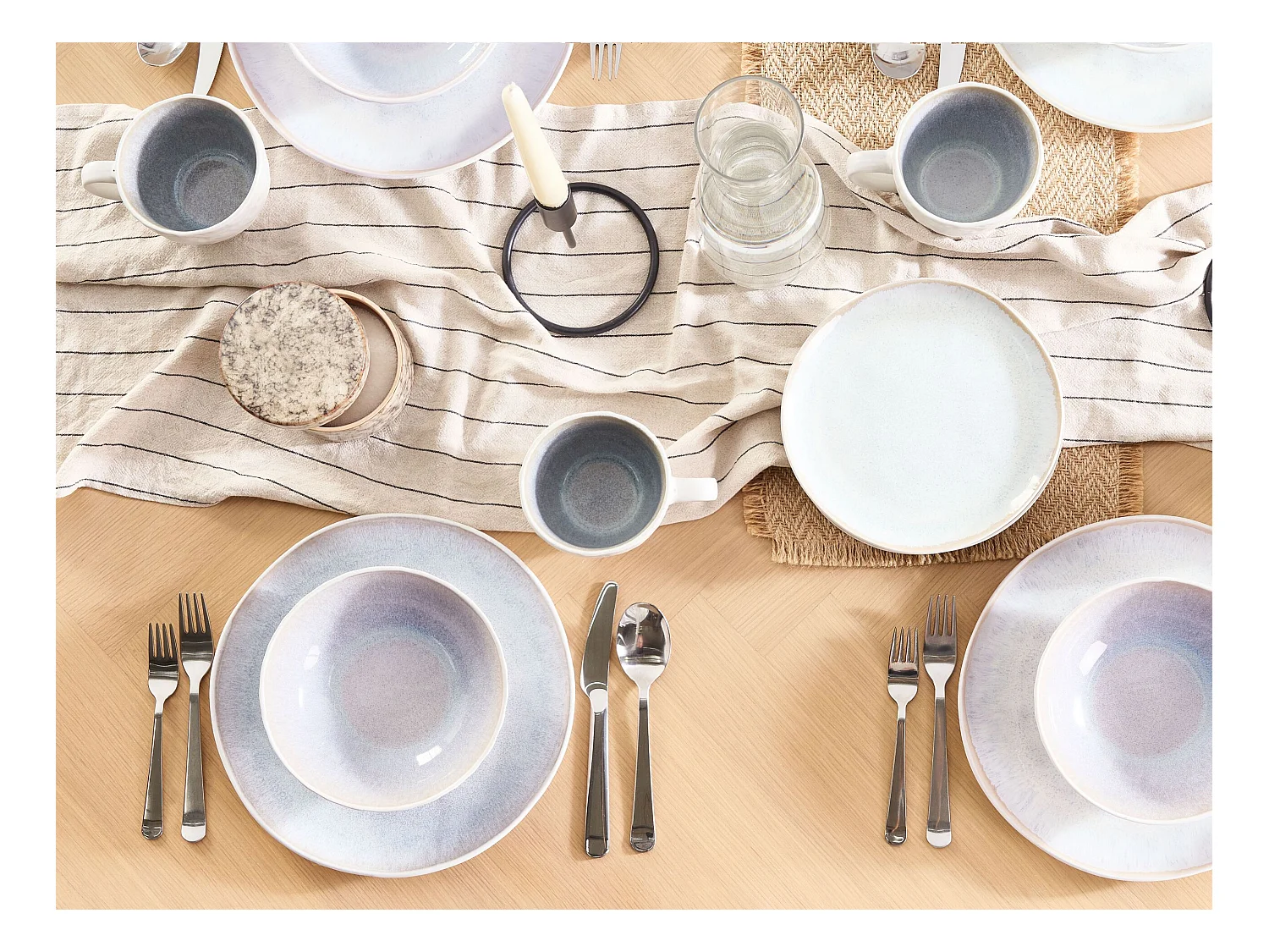 Set de 16 couverts de table SESAME Grès Gris clair