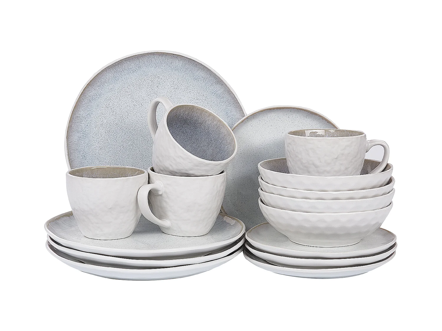 Set de 16 couverts de table SESAME Grès Gris clair