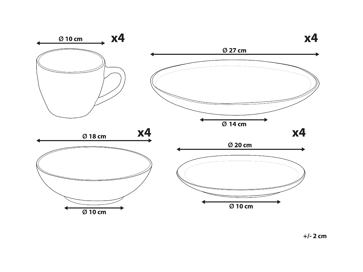 Set de 16 couverts de table SESAME Grès Gris clair
