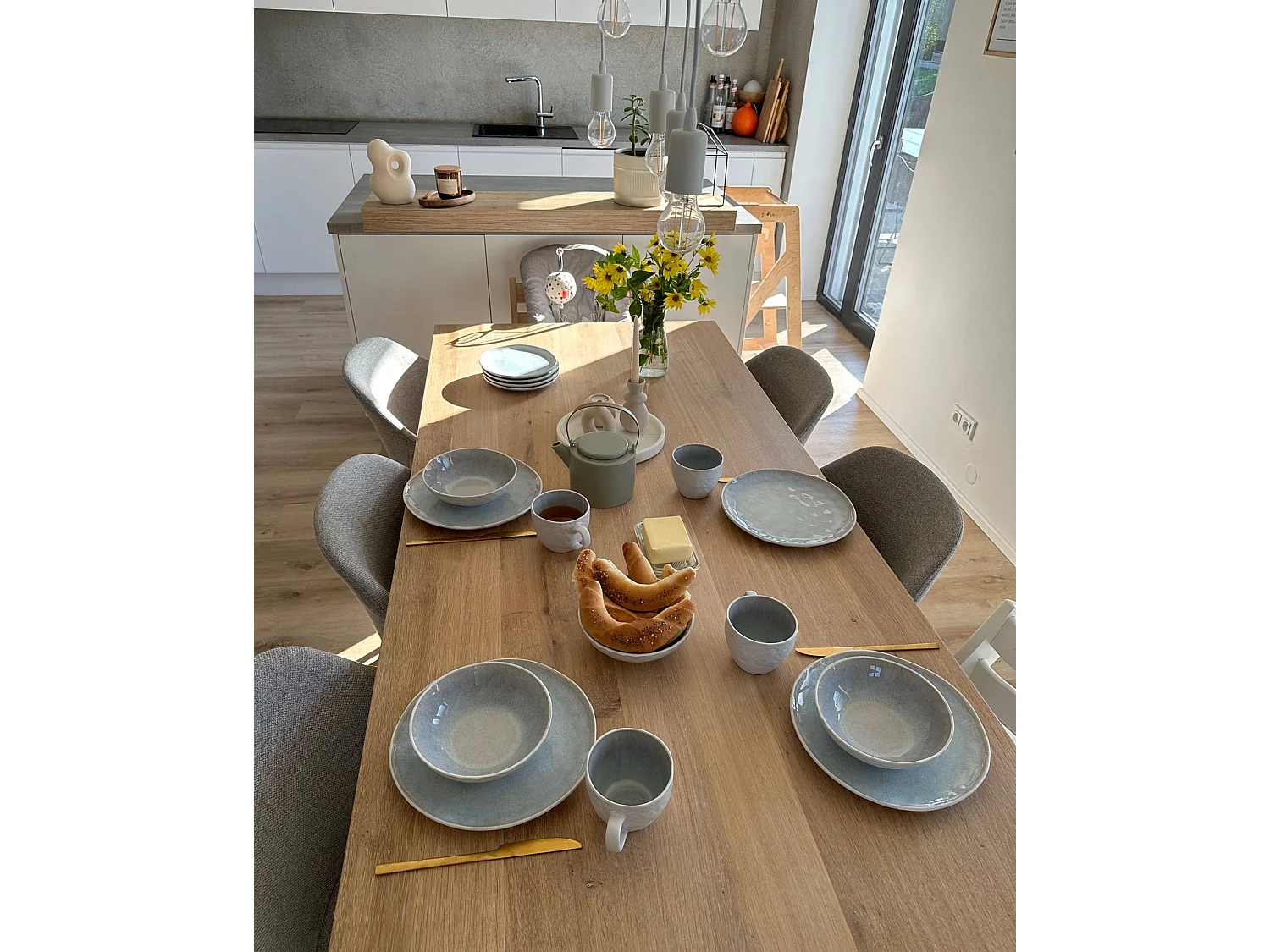 Set de 16 couverts de table SESAME Grès Gris clair