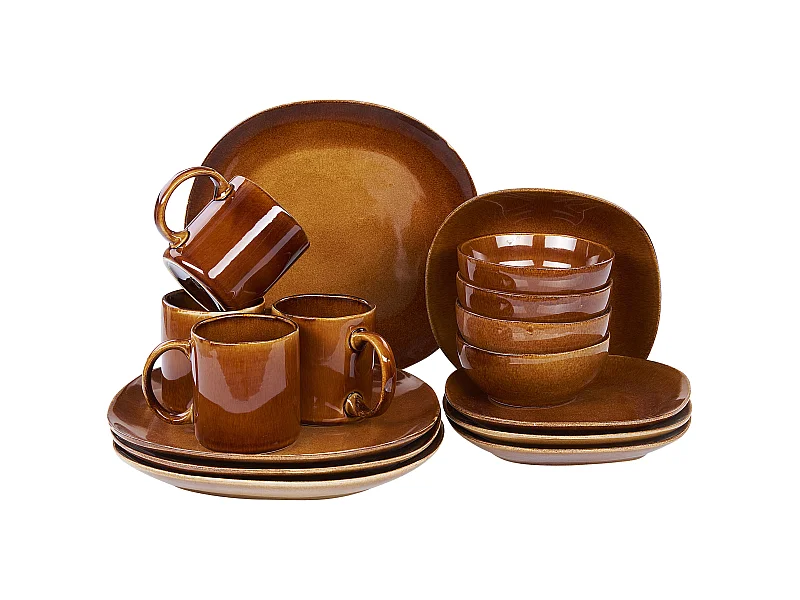 16-teiliges Tafelservice TURMERIC Steinzeug Goldbraun